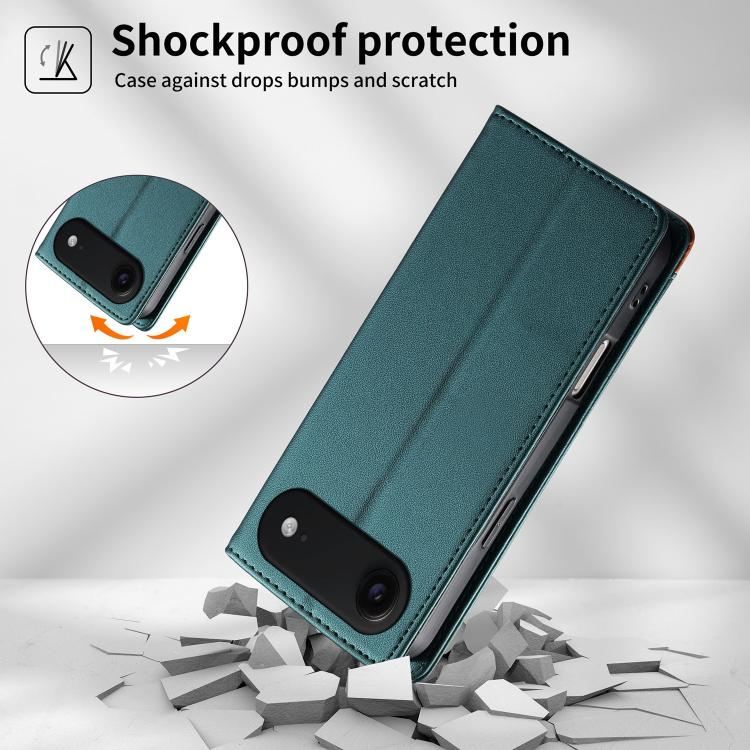 For iPhone Air Dierfeng Splicing Strong Magnetic RFID Vegan Leather Phone Case