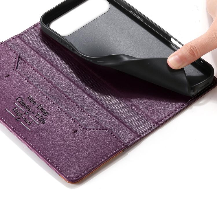 For iPhone Air Dierfeng Splicing Strong Magnetic RFID Vegan Leather Phone Case