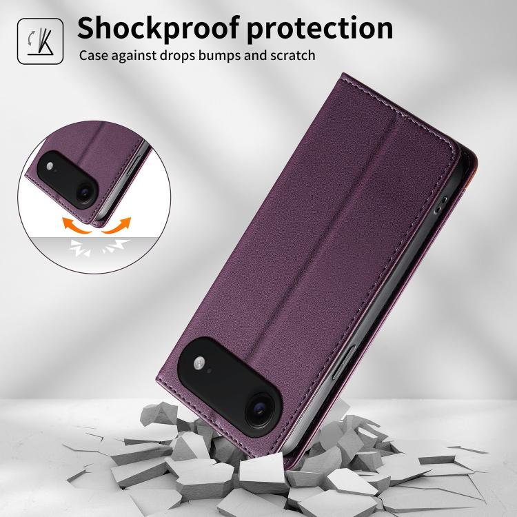 For iPhone Air Dierfeng Splicing Strong Magnetic RFID Vegan Leather Phone Case