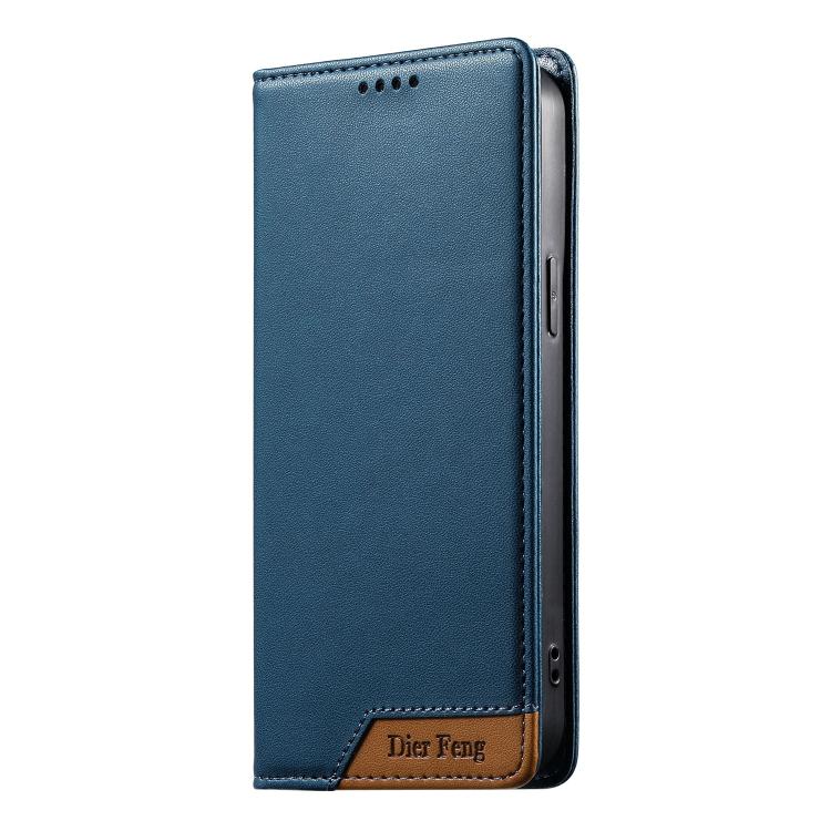 For iPhone Air Dierfeng Splicing Strong Magnetic RFID Vegan Leather Phone Case