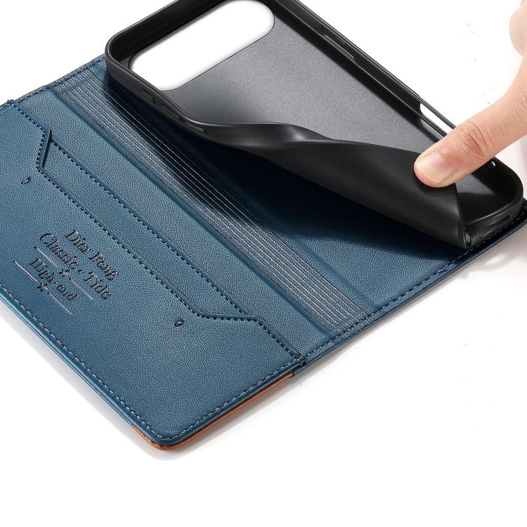 For iPhone Air Dierfeng Splicing Strong Magnetic RFID Vegan Leather Phone Case