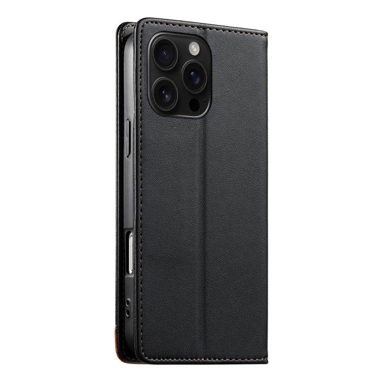 For iPhone 16 Pro Max Dierfeng Splicing Strong Magnetic RFID Vegan Leather Phone Case