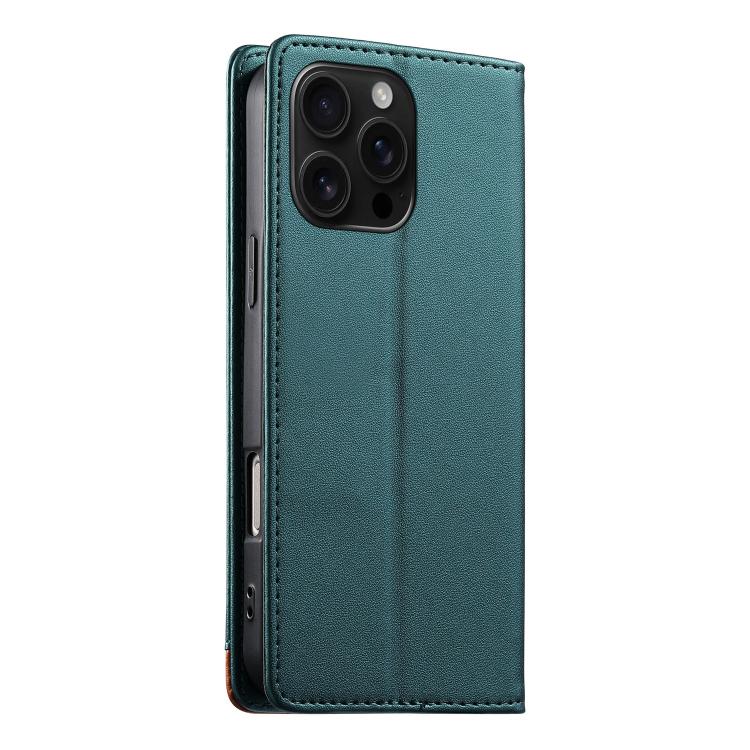 For iPhone 16 Pro Max Dierfeng Splicing Strong Magnetic RFID Vegan Leather Phone Case