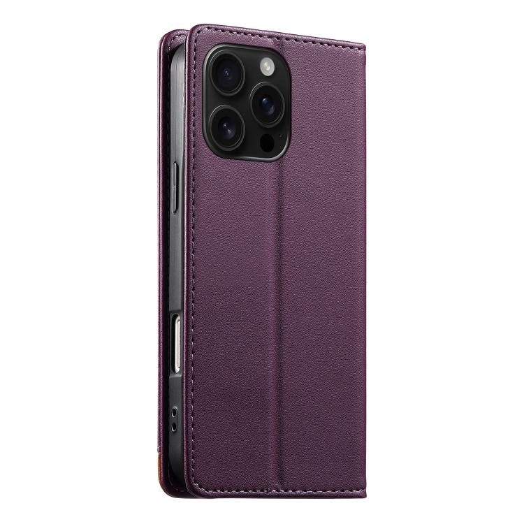 For iPhone 16 Pro Max Dierfeng Splicing Strong Magnetic RFID Vegan Leather Phone Case