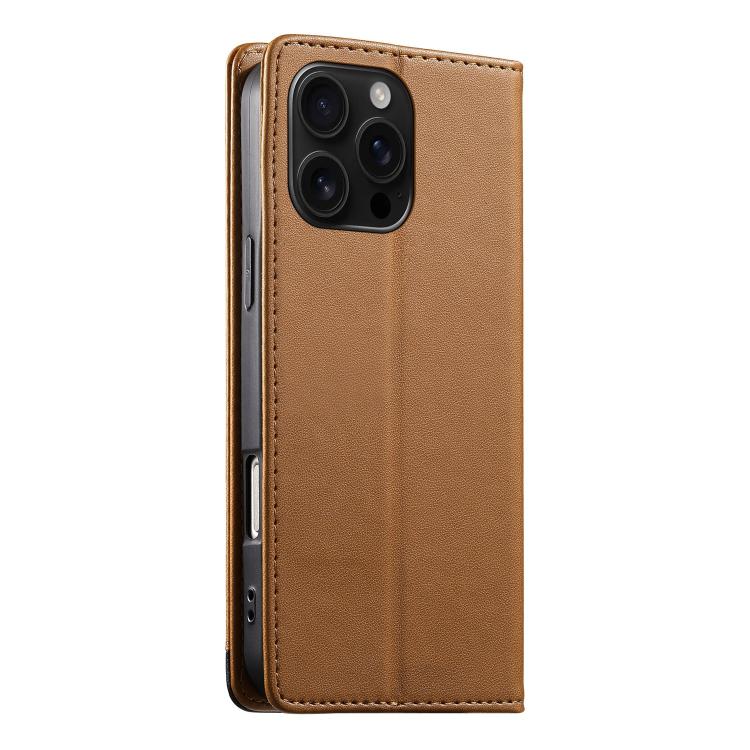 For iPhone 16 Pro Max Dierfeng Splicing Strong Magnetic RFID Vegan Leather Phone Case