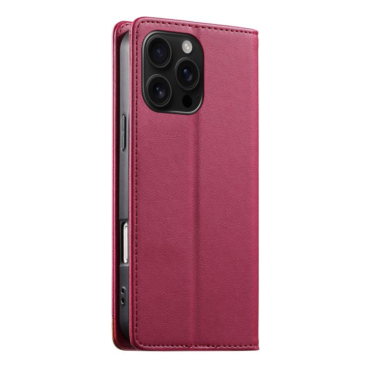 For iPhone 16 Pro Max Dierfeng Splicing Strong Magnetic RFID Vegan Leather Phone Case