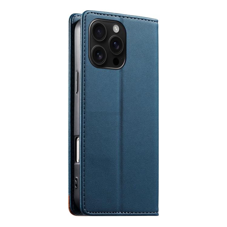 For iPhone 16 Pro Max Dierfeng Splicing Strong Magnetic RFID Vegan Leather Phone Case