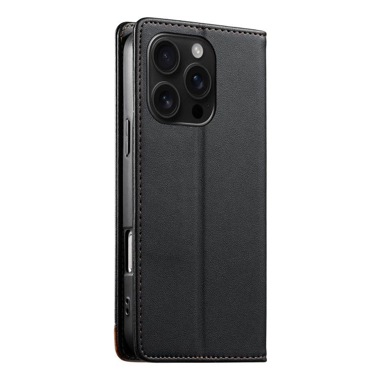 For iPhone 16 Pro Dierfeng Splicing Strong Magnetic RFID Vegan Leather Phone Case