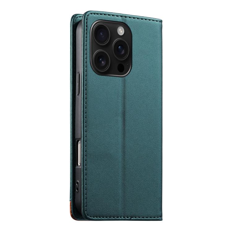 For iPhone 16 Pro Dierfeng Splicing Strong Magnetic RFID Vegan Leather Phone Case
