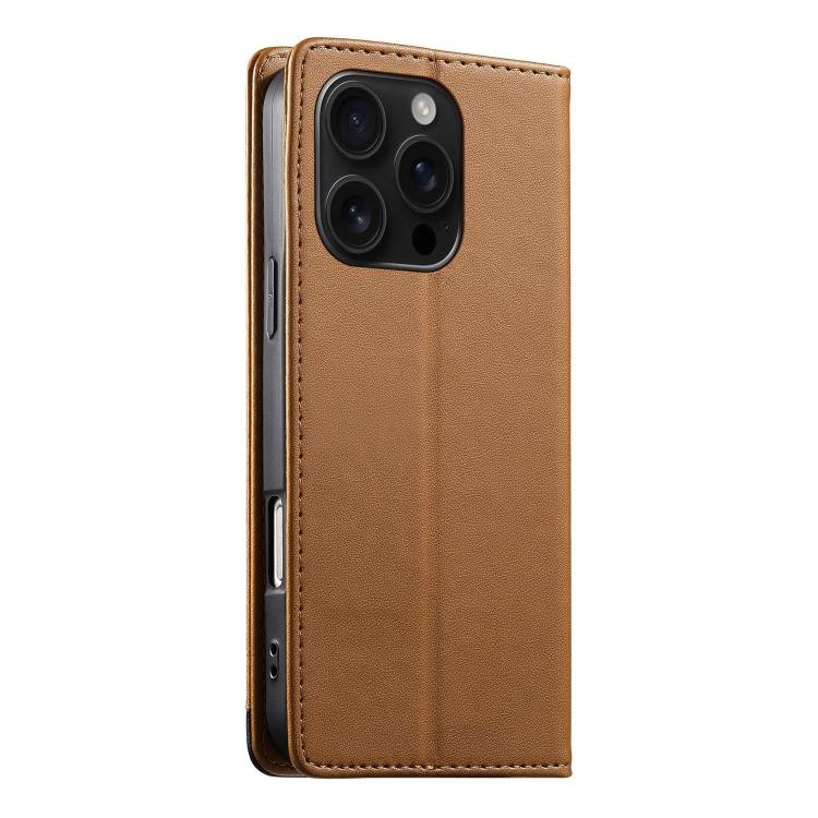 For iPhone 16 Pro Dierfeng Splicing Strong Magnetic RFID Vegan Leather Phone Case