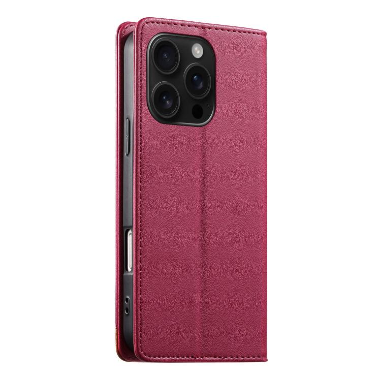 For iPhone 16 Pro Dierfeng Splicing Strong Magnetic RFID Vegan Leather Phone Case