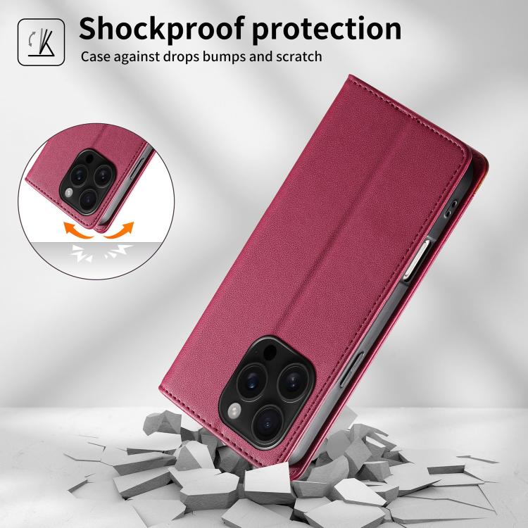 For iPhone 16 Pro Dierfeng Splicing Strong Magnetic RFID Vegan Leather Phone Case