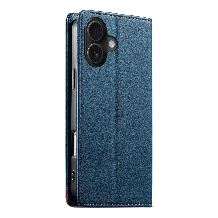 For iPhone 16 Dierfeng Splicing Strong Magnetic RFID Vegan Leather Phone Case