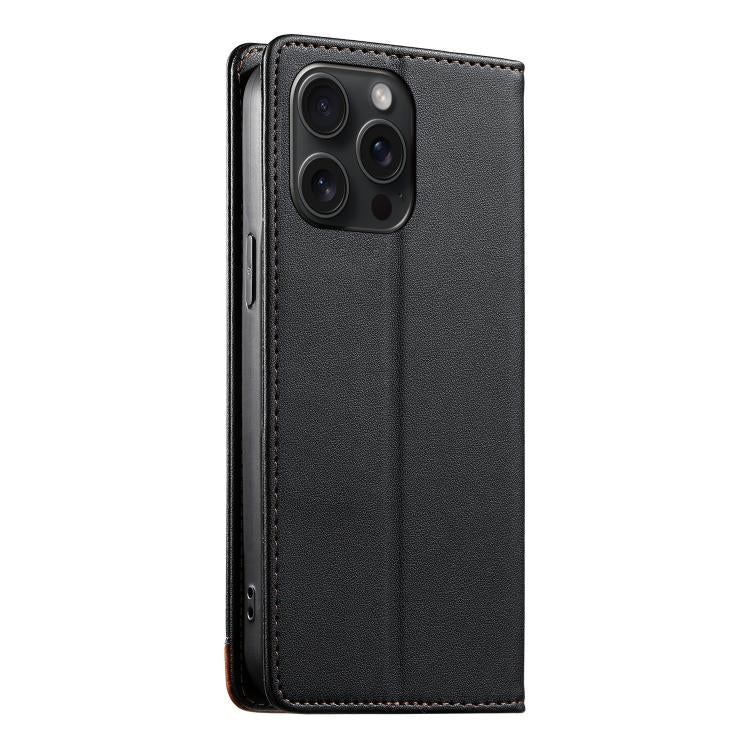 For iPhone 15 Pro Max Dierfeng Splicing Strong Magnetic RFID Vegan Leather Phone Case