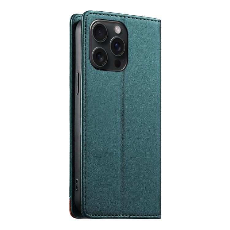 For iPhone 15 Pro Max Dierfeng Splicing Strong Magnetic RFID Vegan Leather Phone Case