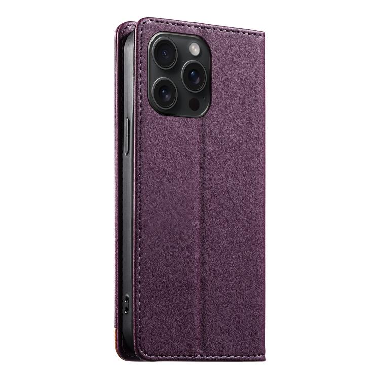 For iPhone 15 Pro Max Dierfeng Splicing Strong Magnetic RFID Vegan Leather Phone Case