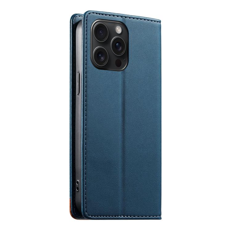 For iPhone 15 Pro Max Dierfeng Splicing Strong Magnetic RFID Vegan Leather Phone Case