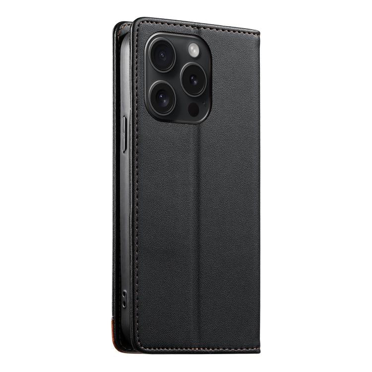 For iPhone 15 Pro Dierfeng Splicing Strong Magnetic RFID Vegan Leather Phone Case