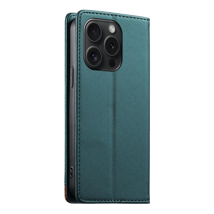 For iPhone 15 Pro Dierfeng Splicing Strong Magnetic RFID Vegan Leather Phone Case