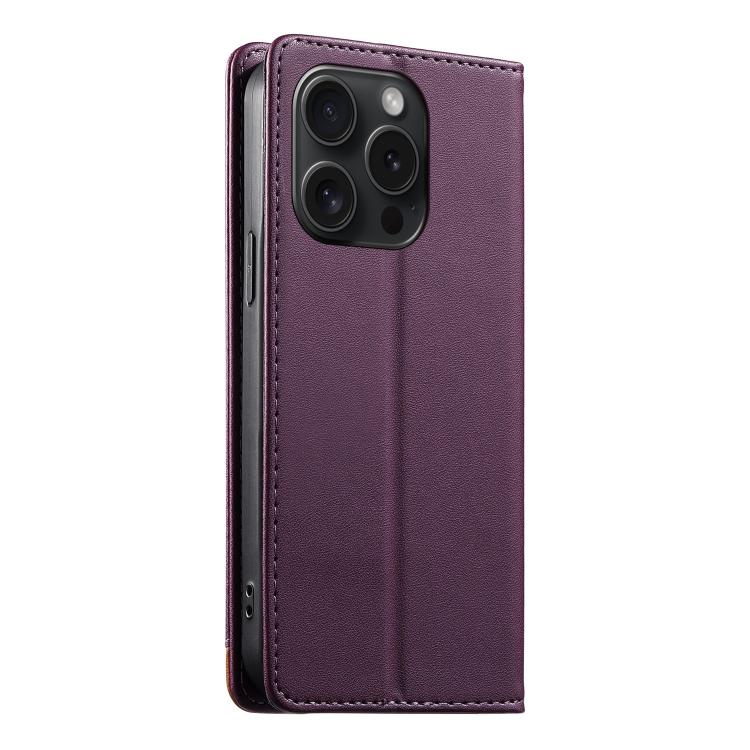 For iPhone 15 Pro Dierfeng Splicing Strong Magnetic RFID Vegan Leather Phone Case