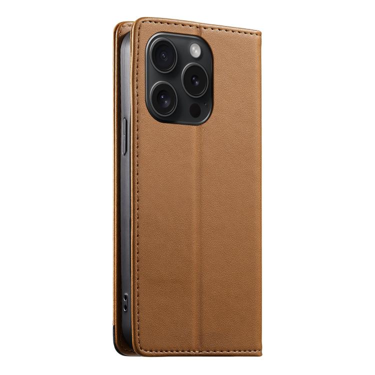 For iPhone 15 Pro Dierfeng Splicing Strong Magnetic RFID Vegan Leather Phone Case