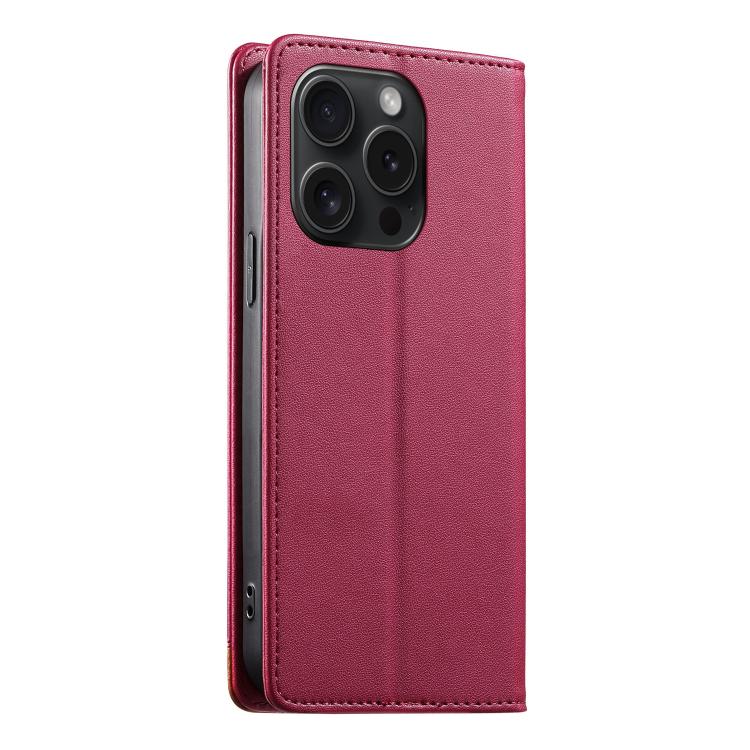 For iPhone 15 Pro Dierfeng Splicing Strong Magnetic RFID Vegan Leather Phone Case