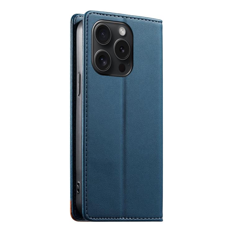 For iPhone 15 Pro Dierfeng Splicing Strong Magnetic RFID Vegan Leather Phone Case