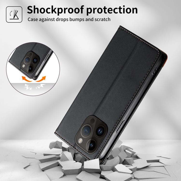 For iPhone 14 Pro Dierfeng Splicing Strong Magnetic RFID Vegan Leather Phone Case