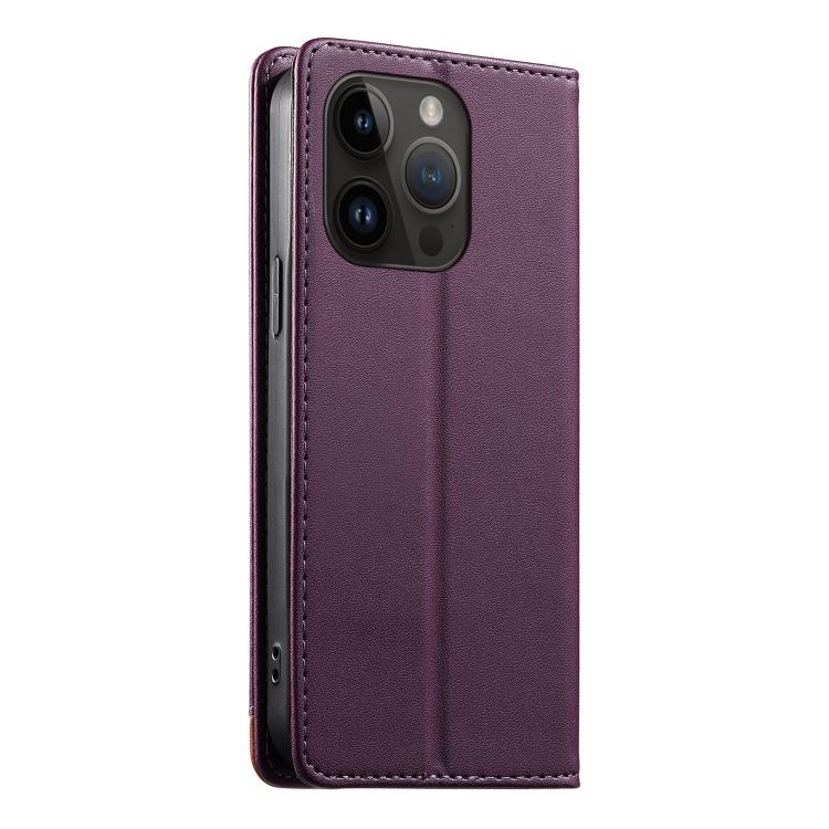 For iPhone 14 Pro Dierfeng Splicing Strong Magnetic RFID Vegan Leather Phone Case