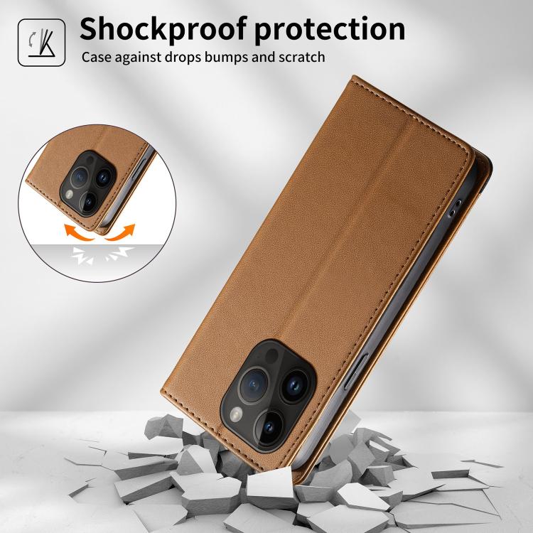 For iPhone 14 Pro Dierfeng Splicing Strong Magnetic RFID Vegan Leather Phone Case