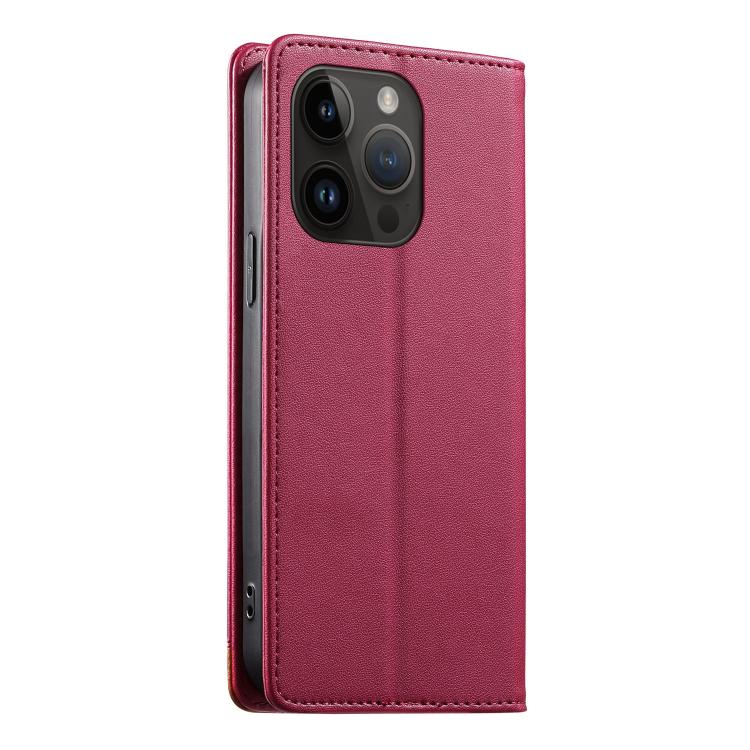 For iPhone 14 Pro Dierfeng Splicing Strong Magnetic RFID Vegan Leather Phone Case