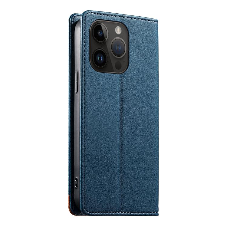 For iPhone 14 Pro Dierfeng Splicing Strong Magnetic RFID Vegan Leather Phone Case