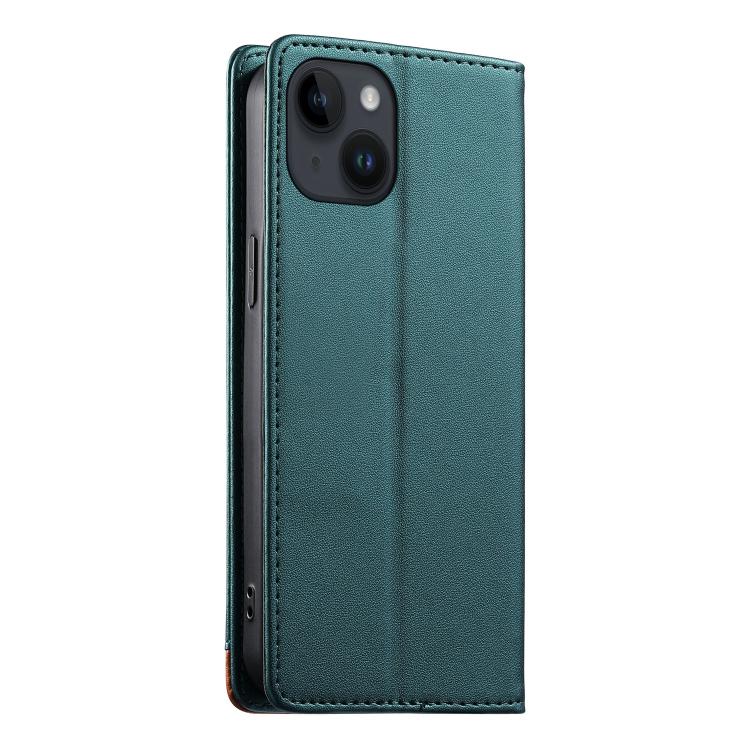 For iPhone 14 / 13 Dierfeng Splicing Strong Magnetic RFID Vegan Leather Phone Case