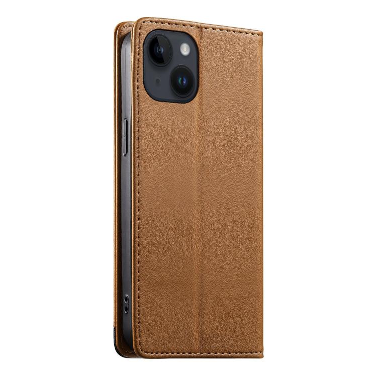 For iPhone 14 / 13 Dierfeng Splicing Strong Magnetic RFID Vegan Leather Phone Case