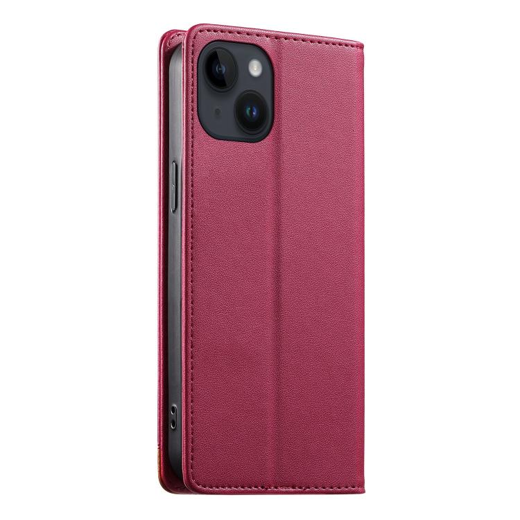 For iPhone 14 / 13 Dierfeng Splicing Strong Magnetic RFID Vegan Leather Phone Case