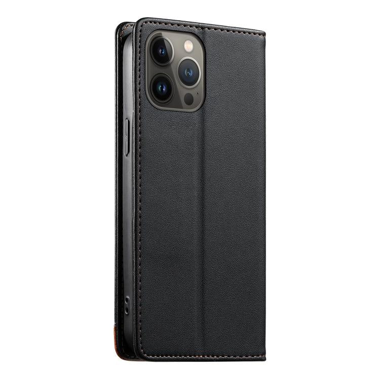 For iPhone 13 Pro Max Dierfeng Splicing Strong Magnetic RFID Vegan Leather Phone Case