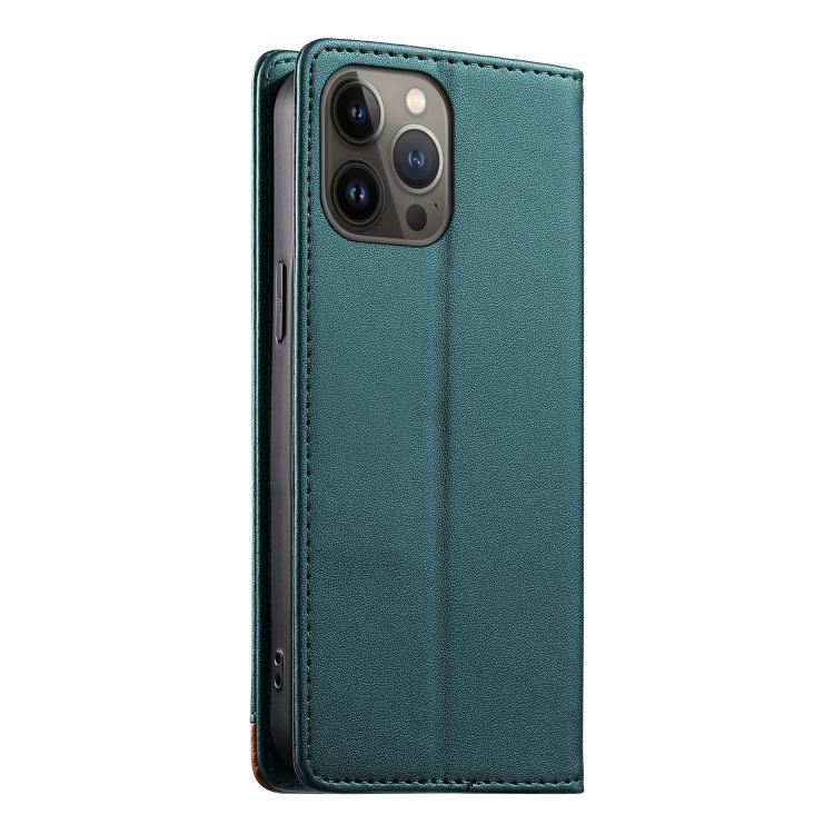 For iPhone 13 Pro Max Dierfeng Splicing Strong Magnetic RFID Vegan Leather Phone Case