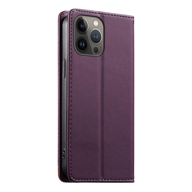 For iPhone 13 Pro Max Dierfeng Splicing Strong Magnetic RFID Vegan Leather Phone Case
