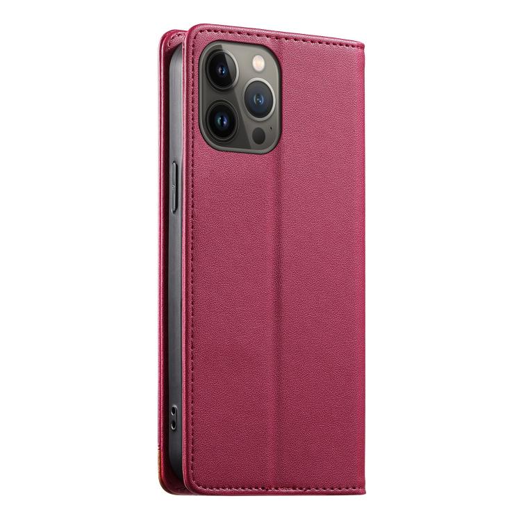 For iPhone 13 Pro Max Dierfeng Splicing Strong Magnetic RFID Vegan Leather Phone Case