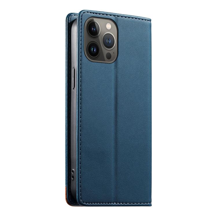 For iPhone 13 Pro Max Dierfeng Splicing Strong Magnetic RFID Vegan Leather Phone Case
