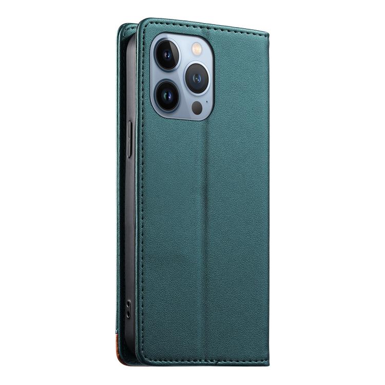 For iPhone 13 Pro Dierfeng Splicing Strong Magnetic RFID Vegan Leather Phone Case