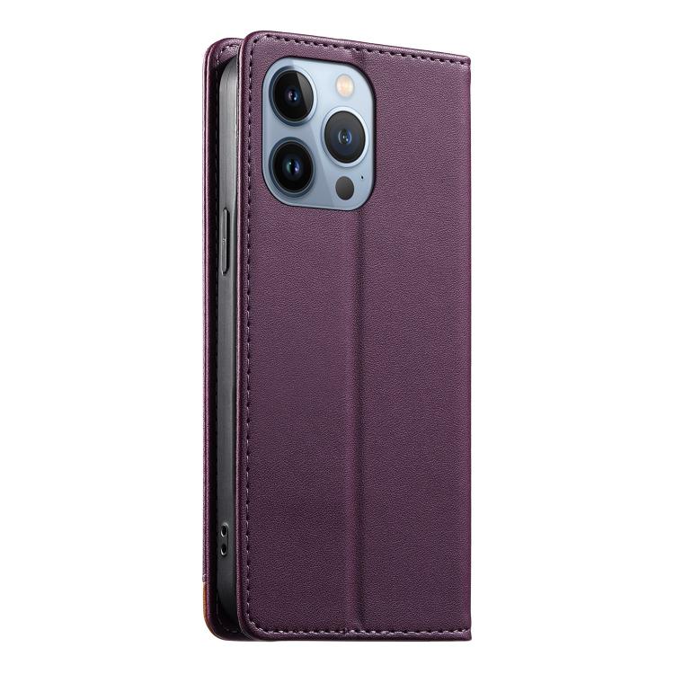 For iPhone 13 Pro Dierfeng Splicing Strong Magnetic RFID Vegan Leather Phone Case