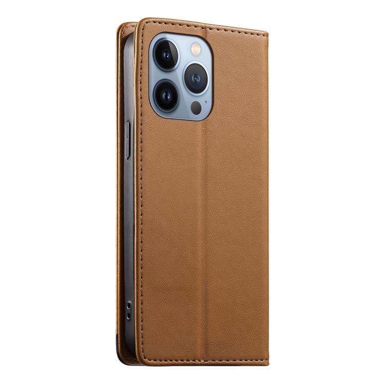 For iPhone 13 Pro Dierfeng Splicing Strong Magnetic RFID Vegan Leather Phone Case
