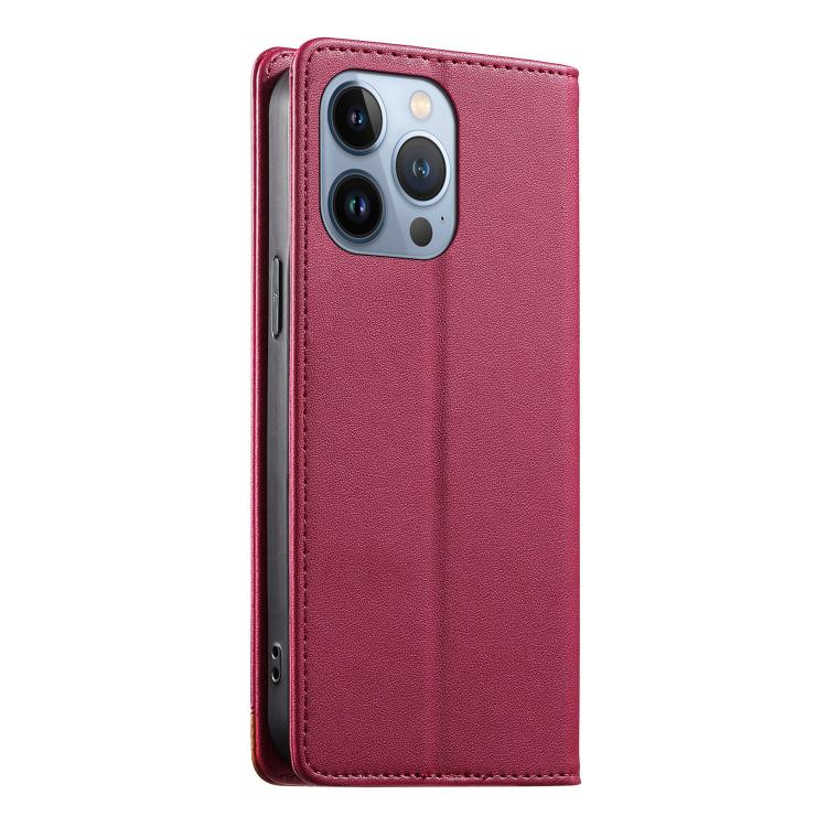 For iPhone 13 Pro Dierfeng Splicing Strong Magnetic RFID Vegan Leather Phone Case