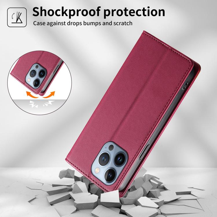 For iPhone 13 Pro Dierfeng Splicing Strong Magnetic RFID Vegan Leather Phone Case
