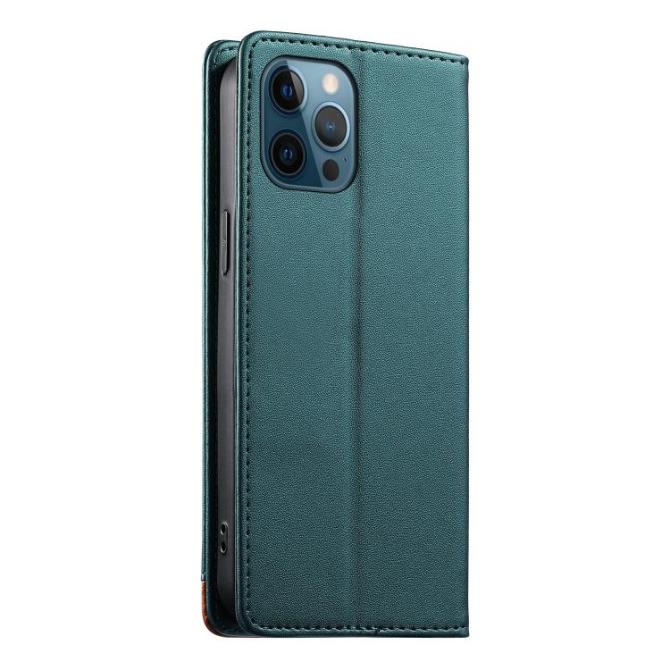 For iPhone 12 Pro Max Dierfeng Splicing Strong Magnetic RFID Vegan Leather Phone Case