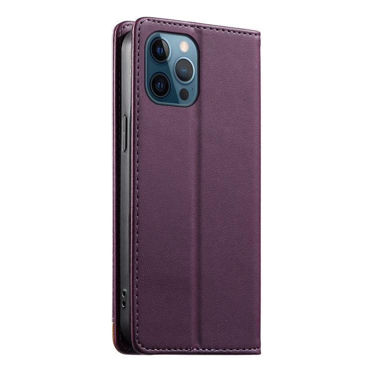 For iPhone 12 Pro Max Dierfeng Splicing Strong Magnetic RFID Vegan Leather Phone Case