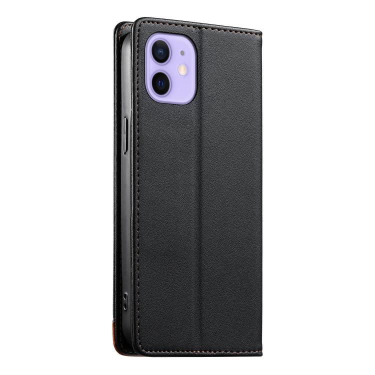 For iPhone 12 / 12 Pro Dierfeng Splicing Strong Magnetic RFID Vegan Leather Phone Case
