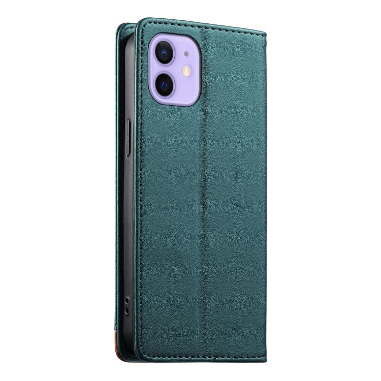 For iPhone 12 / 12 Pro Dierfeng Splicing Strong Magnetic RFID Vegan Leather Phone Case