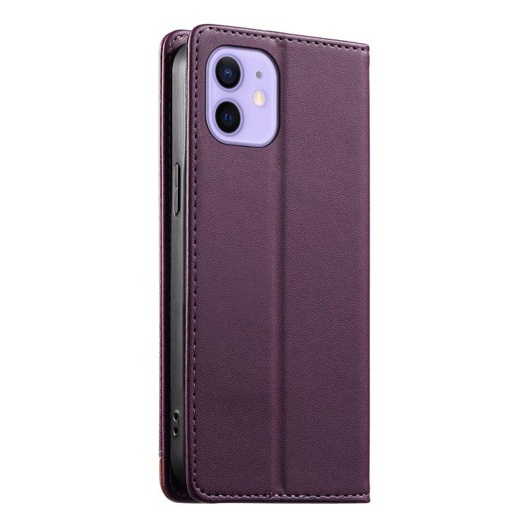 For iPhone 12 / 12 Pro Dierfeng Splicing Strong Magnetic RFID Vegan Leather Phone Case